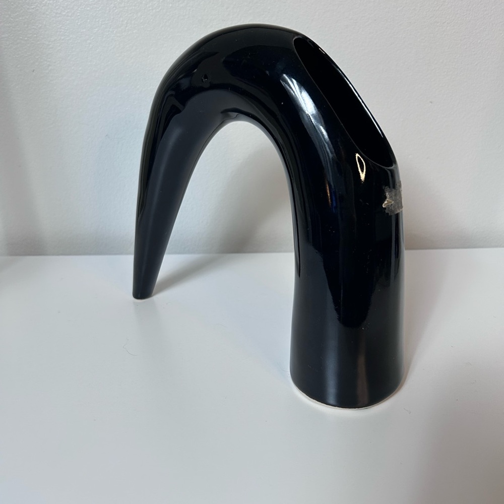 Vintage Toyo MCM Modernist Sculptural Black Ikebana Vase Japanese Style - Picture 5 of 9